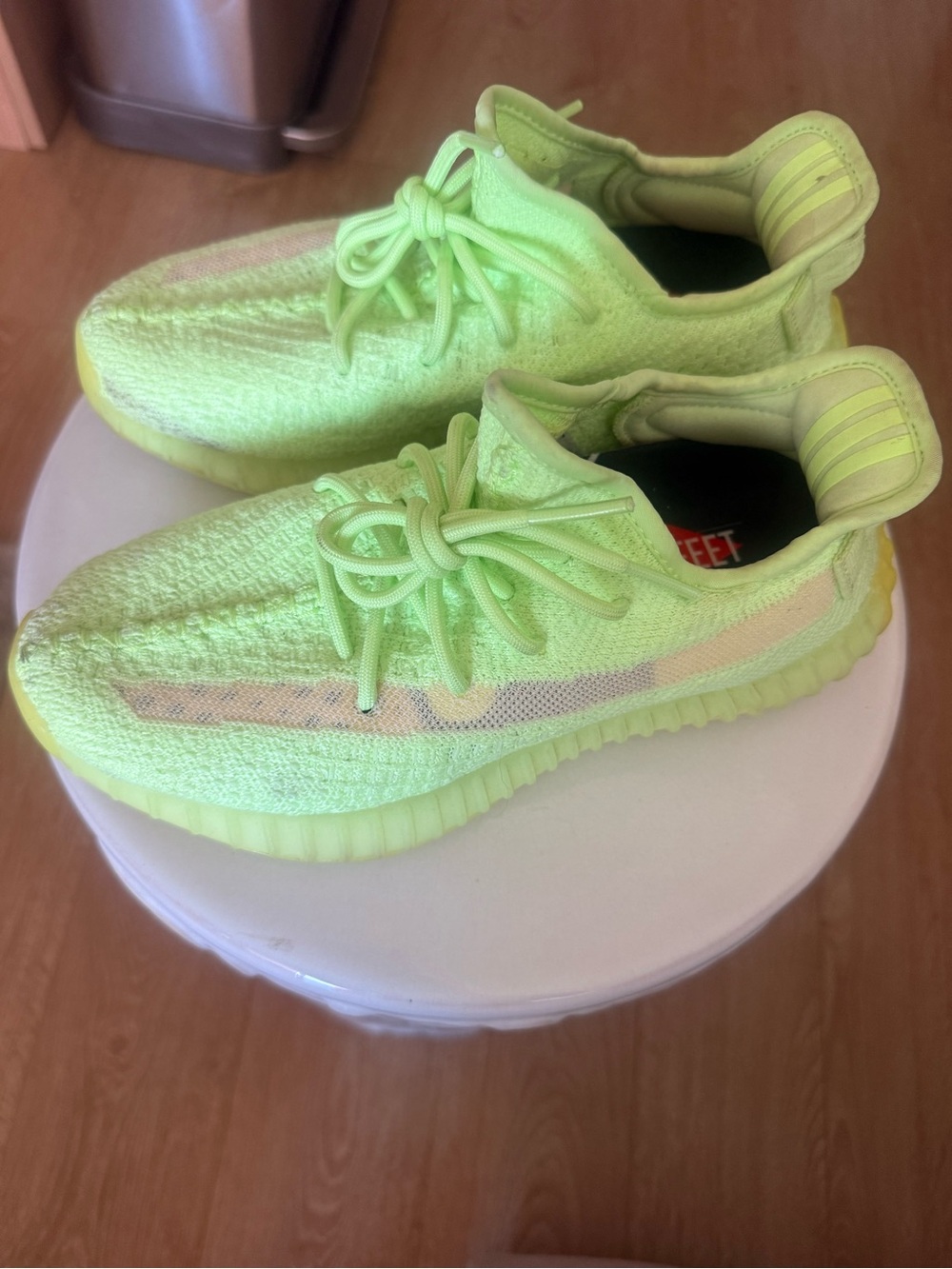 Glow Yeezy adidas Neon Lime Green Knit Sneakers